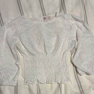 SO Women's White Eyelet Blouse